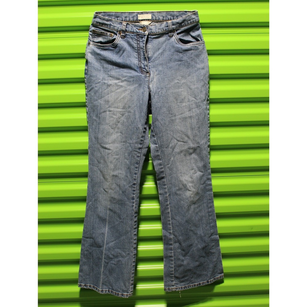 Christopher & Banks Stretch Denim Jeans Medium Wash Frayed Hem Size 6